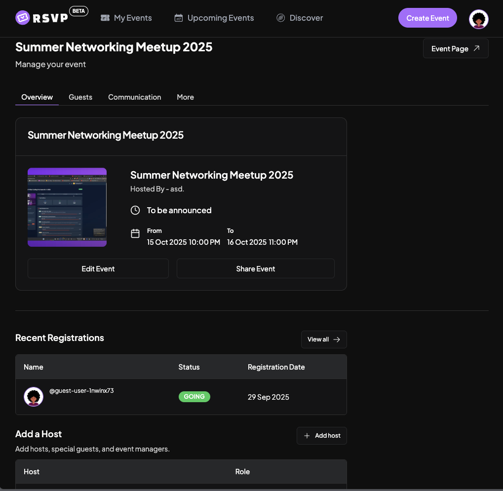 Adding Cohosts to Event