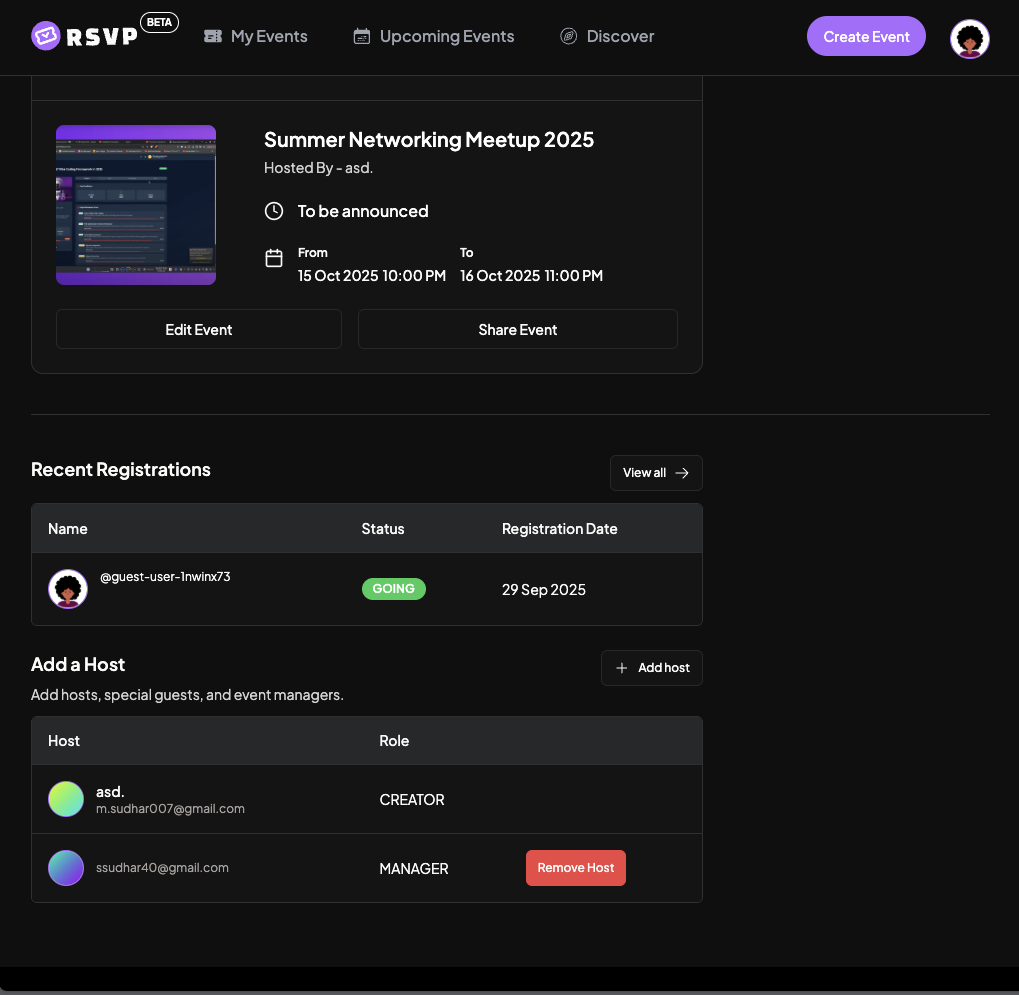 Adding Cohosts to Event